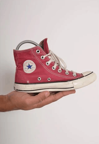 Vintage Red Converse High Top Sneaker Trainers Red