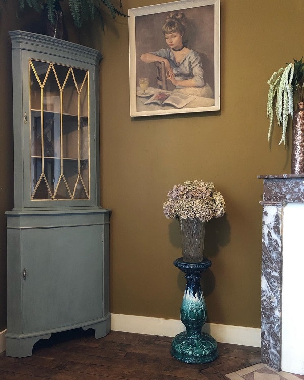 vintage corner open shelving 