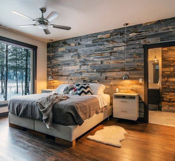 Vintage Look Bedroom Rustic Wood Wall Design Ideas