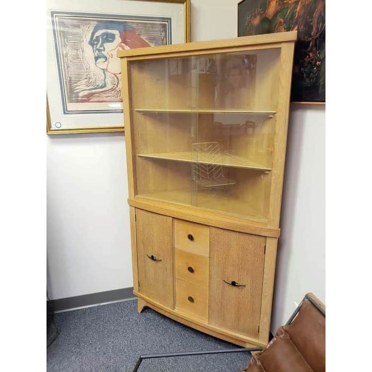 vintage midcentury corner open shelving 