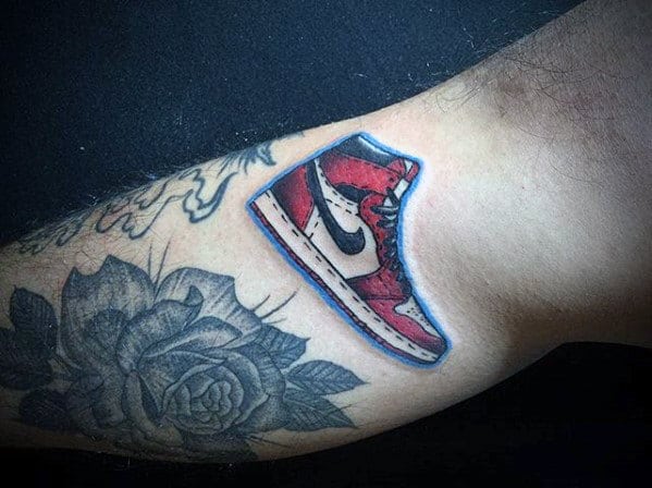 Vintage Nike Sneakers Guys Small Leg Tattoo Designs
