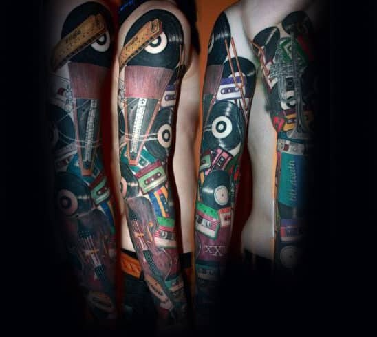 Vintage Records Music Sleeve Mens Tattoo Ideas