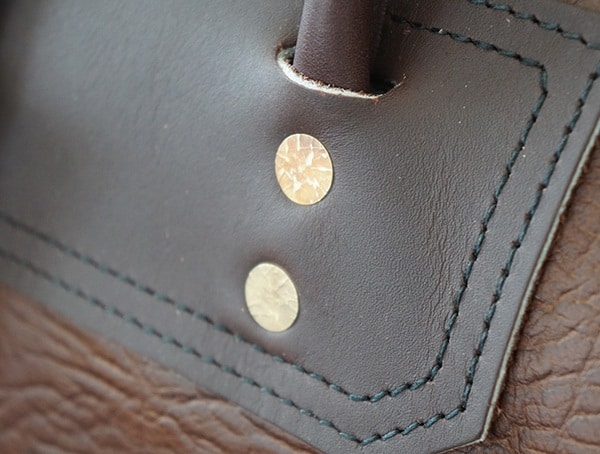 Vintage Rivet Details Duluth Pack Bison Leather Sportsman Duffel With Brown Trim