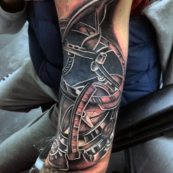 Vintage Sailing Tools Mens Nautical Arm Tattoo