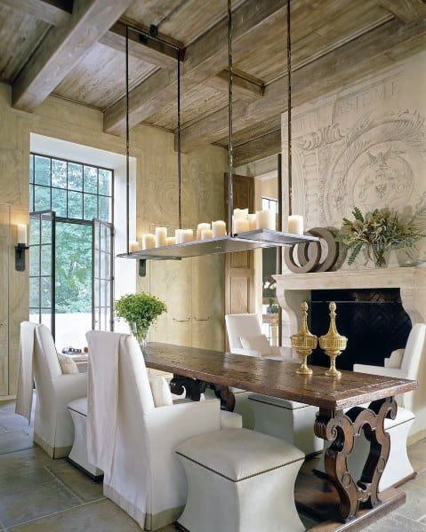 Vintage Salvaged Barn Wood Dining Room Cool Coffered Ceiling