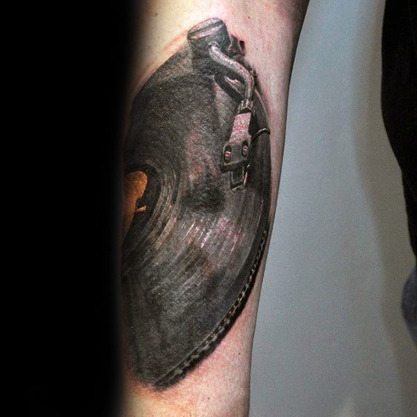 Vinyl Record Male Tattoos Forearm