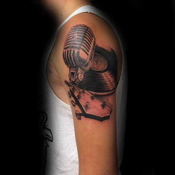 Vinyl Record Tattoo Design Ideas For Males Upper Arm