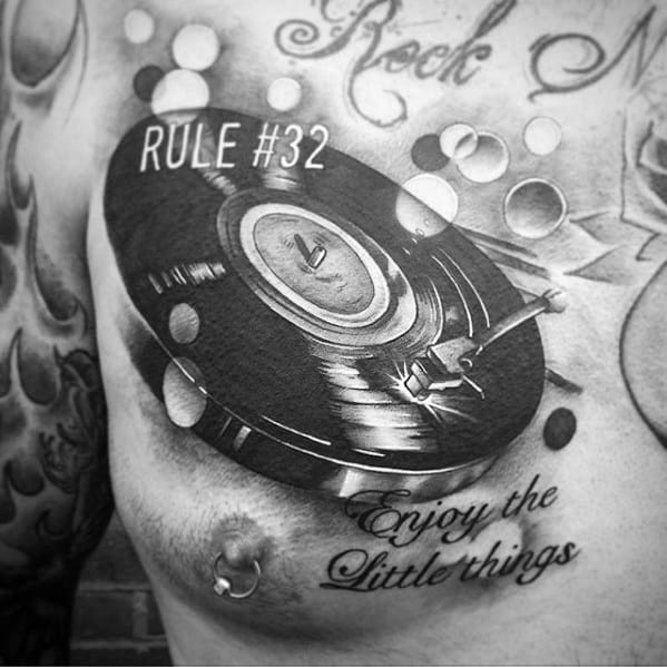 Vinyl Record Tattoo Designs For Guys Chest