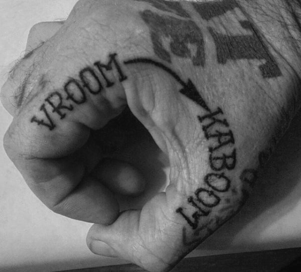 Vroom And Kaboom Mens Hand Biker Tattoo Ideas
