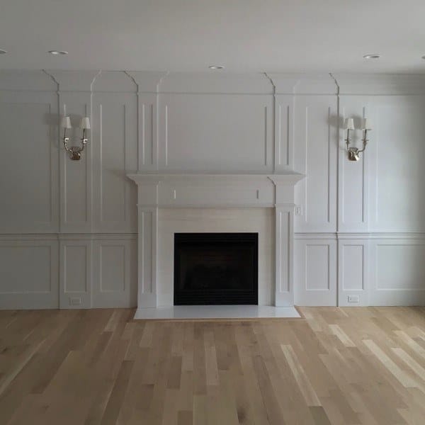 white wainscoting fireplace design