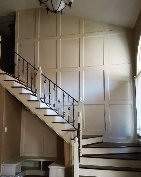 wainscoting white paint stairway