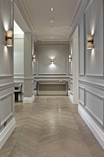 wainscoting gray trim hallway