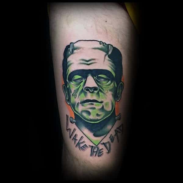 Wake The Dead Frankenstein Dmens Thigh Tattoos