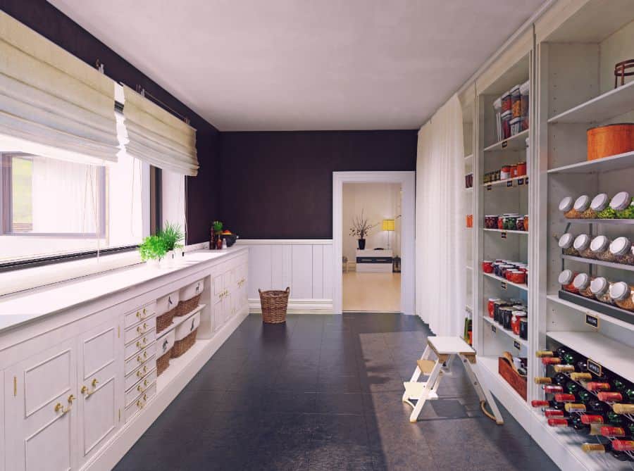large walk-in pantry with wall storage 