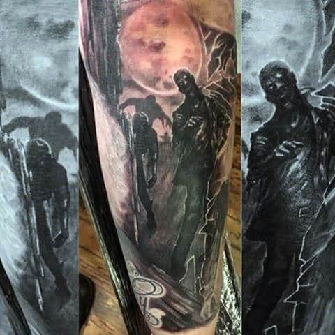 Walking Dead Zombies Tattoo Sleeve For Guys