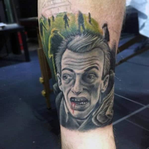 Walking Zombies Mens Leg Tattoo