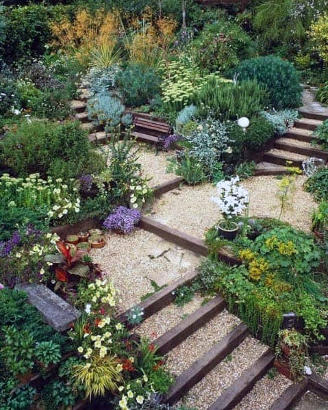 gravel-filled landscape steps