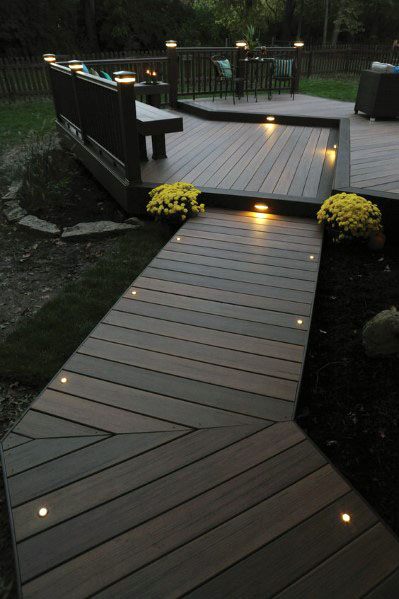 Walkway Small Circle Lights Deck Lighting Ideas