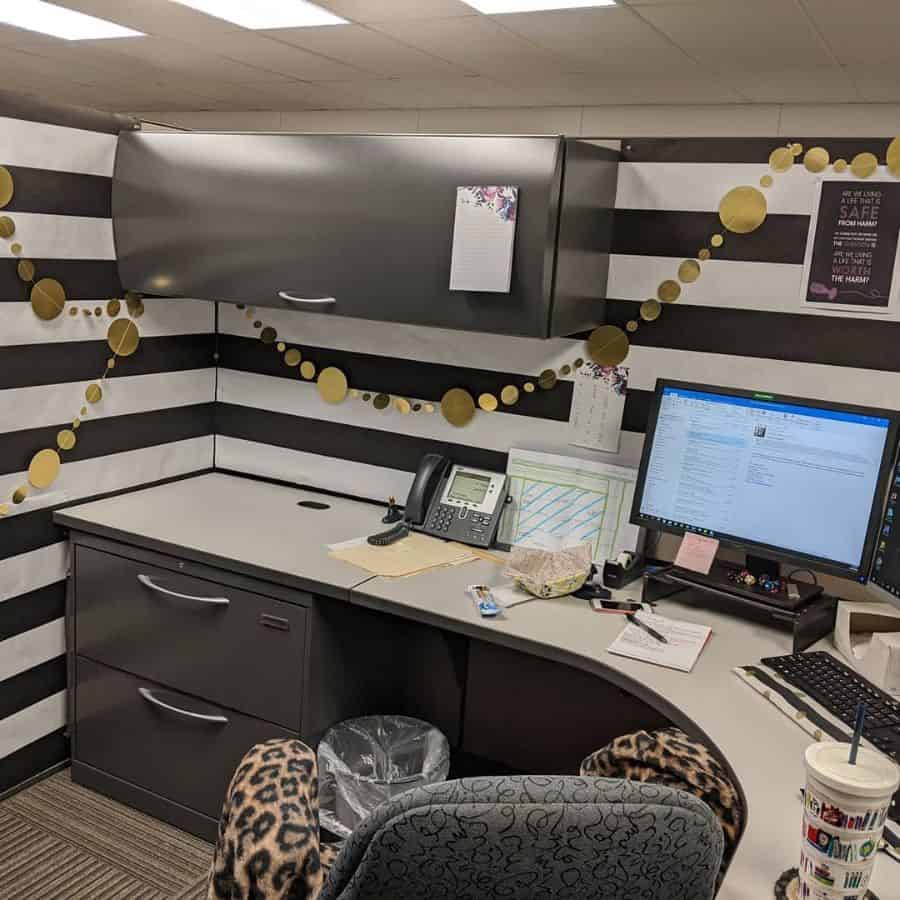 black and white stripe office wallpaper