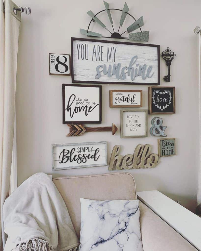 framed wall art in living room