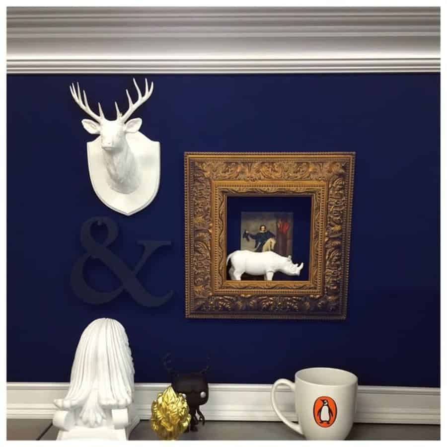 blue wall animal wall art office cubicle 