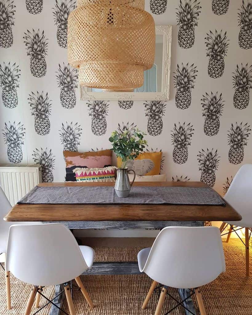 pineapple wallpaper dining room