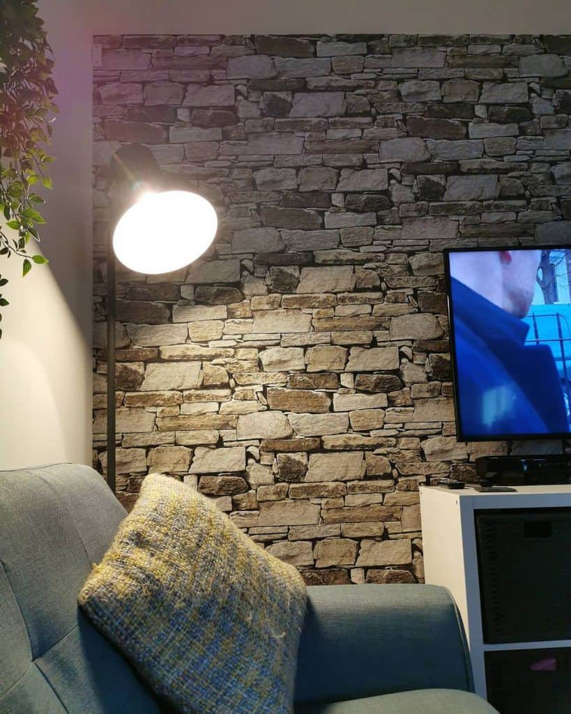 stone wallpaper living room