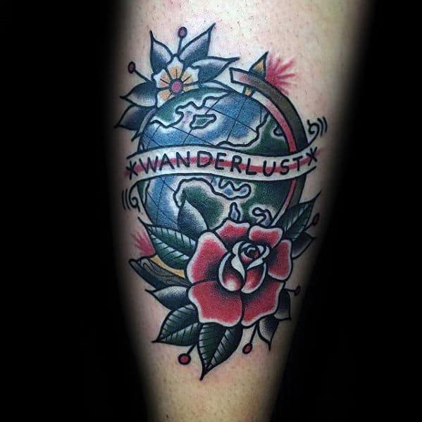 Wanderlust Retro Mens Traditional Globe Tattoo Ideas