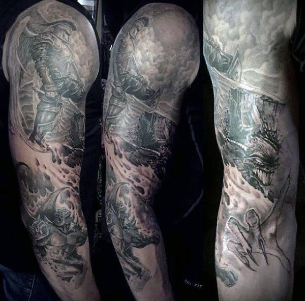 Warrior And Violence Tattoo Guys Full Sleeves