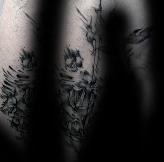 Warrior Brush Stroke Mens Forearm Tattoos