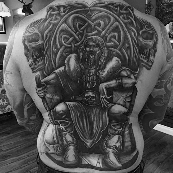 Warrior Celtic Knot Full Back Tattoos For Men