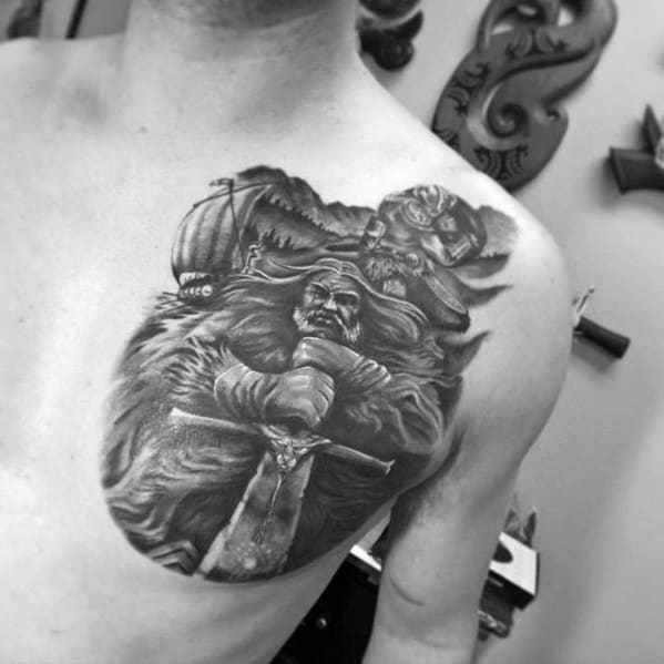 Warrior Guys 3d Heavily Shaded Chest Cover Up Tattoo Designs