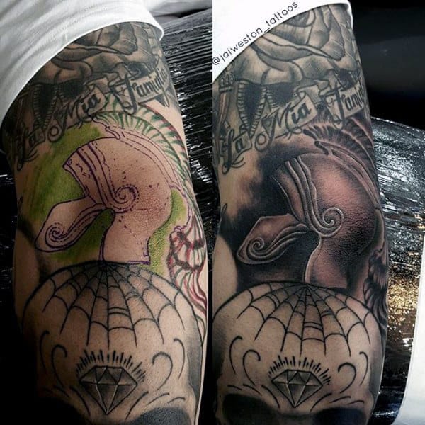 Warrior Helmet Male Tattoos On Elbow