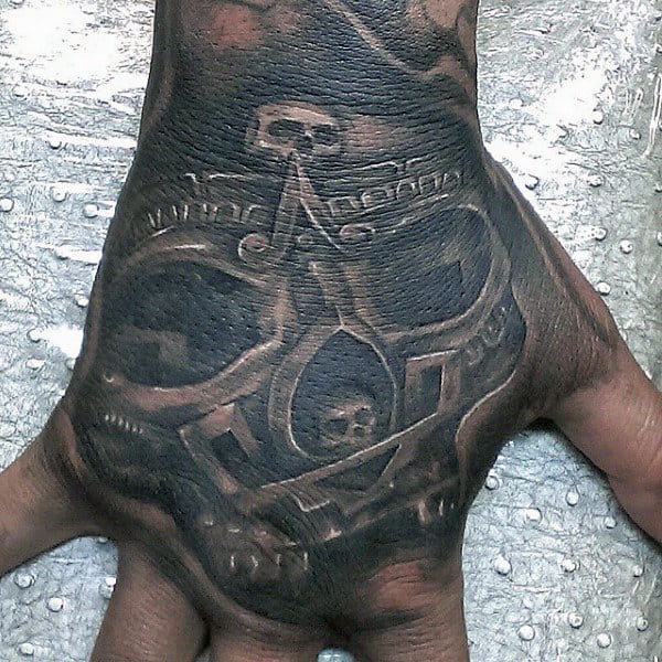 Warrior Mens Skull Hand Tattoos
