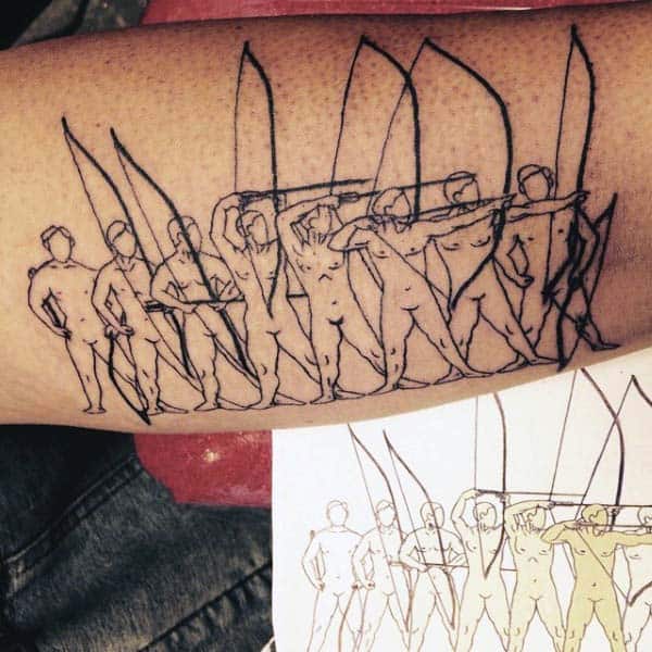 Warriors Outline Archery Tattoos For Gentlemen