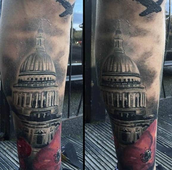 Washington Poppy Flower Sleeve Tattoo For Gentlemen