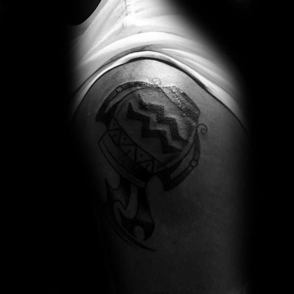 Water Carrier Aquarius Mens Upper Arm Tattoo