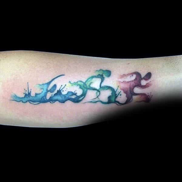 Water Color Triathlon Mens Forearm Tattoo