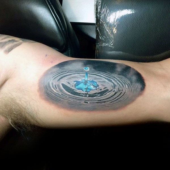 Water Drop Tattoo Designs For Guys On Inner Arm Bicep