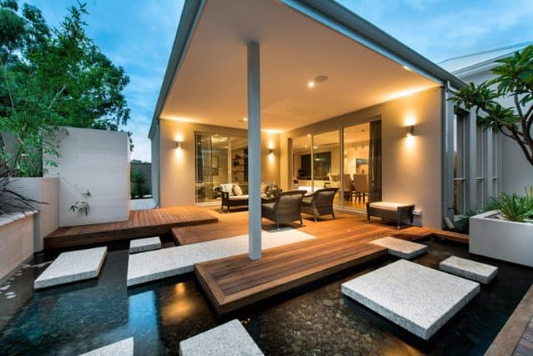 Water Feature Backyard Design Ideas For Floating Deck