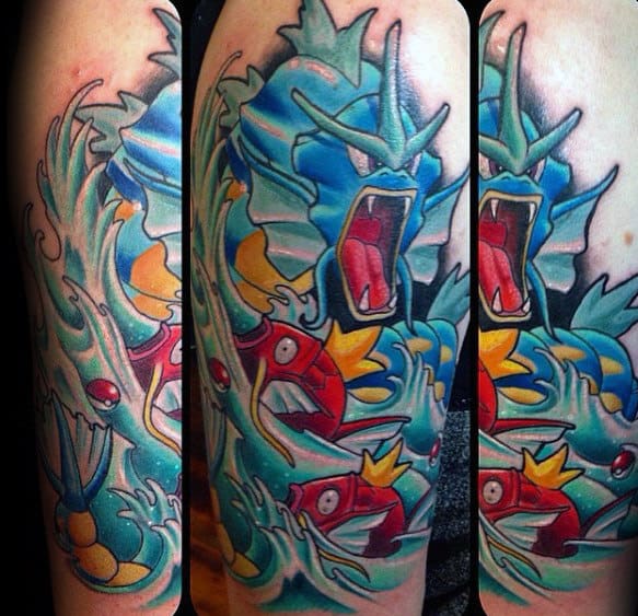 Water Waves Gyarados Guys Pokemone Tattoo On Arm