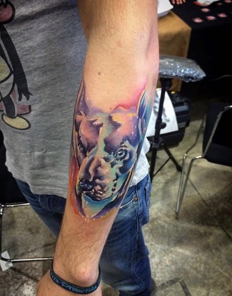 Watercolor Abstract Mens Dog Tattoos