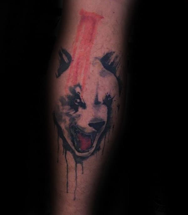 Watercolor Angry Panda Bear Mens Forearm Tattoos