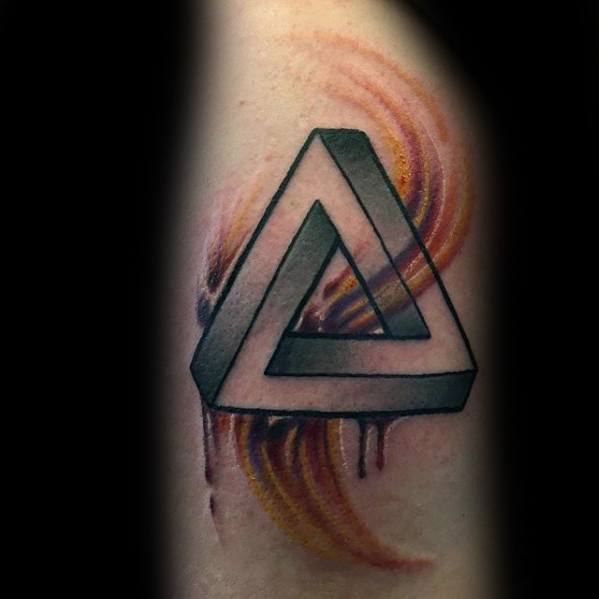 Watercolor Arm Penrose Triangle Guys Tattoo Ideas