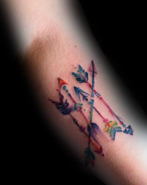 Watercolor Arrow Mens Simple Arm Tattoo