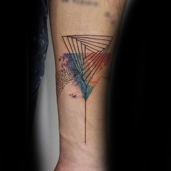 Watercolor Black Ink Lines Inner Forearm Mens Manly Pink Floyd Tattoo Designs