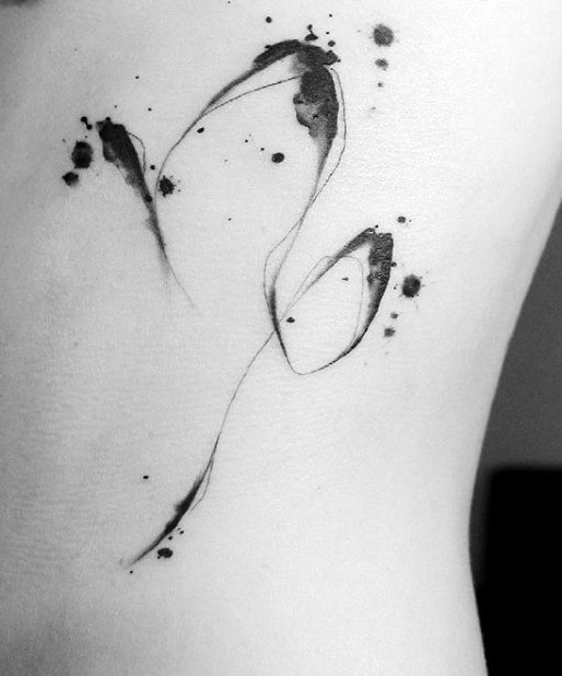 Watercolor Capricorn Abstract Sign Tattoo For Guys On Ribs