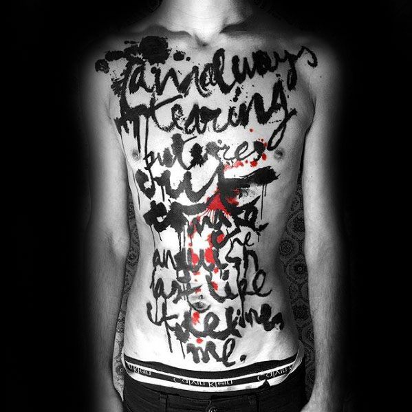 Watercolor Chest Mens Tattoo Typography Design