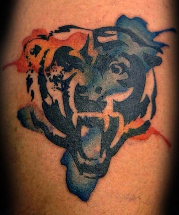 Watercolor Chicago Bears Tattoo Design Ideas For Males