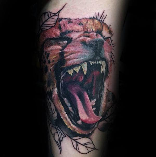 Watercolor Colorful Male Leopard Forearm Tattoo